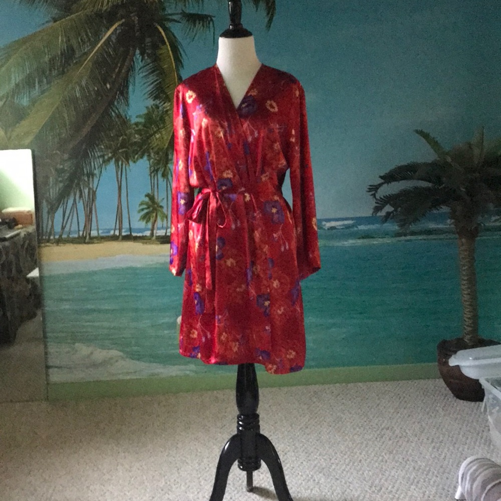 Red satin Robe - Picture 2 of 5